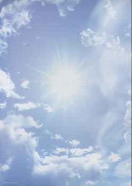 Papier Sonne und Wolken, blauer Himmel